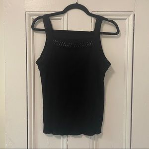 Vintage Y2K black tank with beads (black, size M)